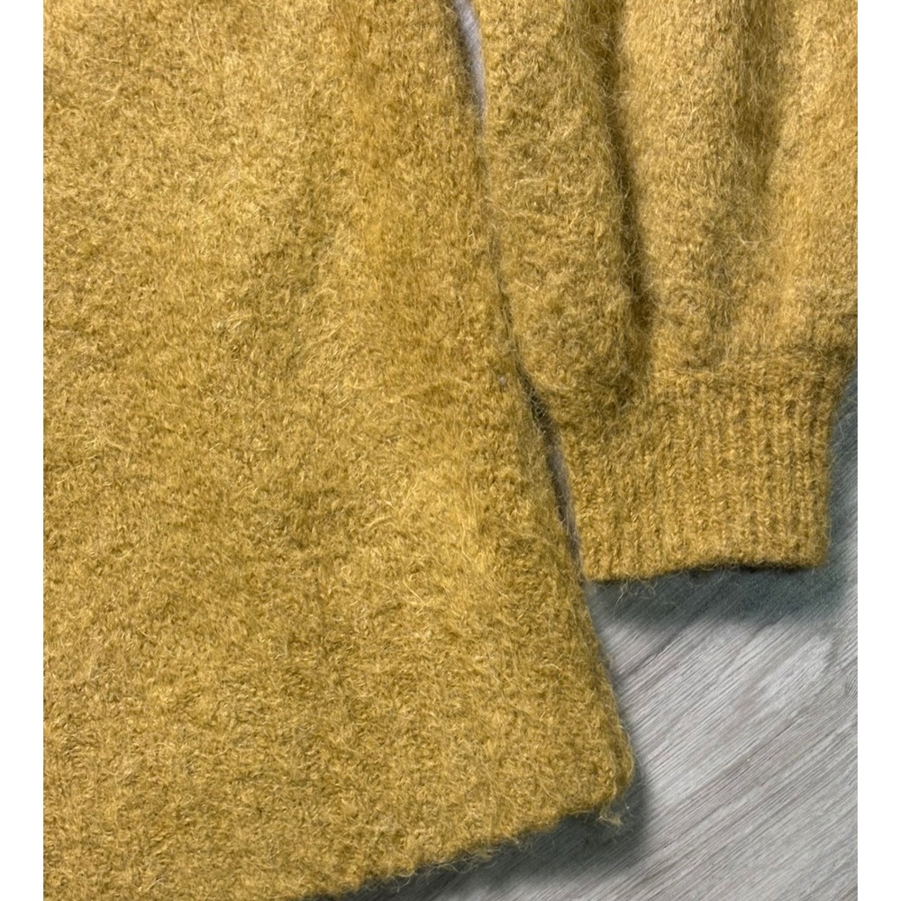 Everlane Superfuzz Alpaca Crewneck Sweater Mustard Gold Balloon Sleeve Womens S - Picture 8 of 13